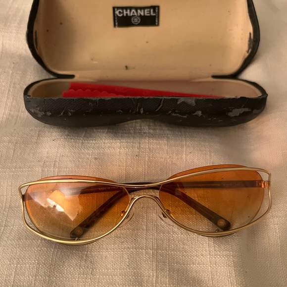 CHANEL Women's Gold and Orange Sunglasses - Picture 1 of 4
